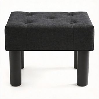 Linen Rectangle Footstool Ottoman with Legs for Living Room 15.4''W x 11.6''D x 9.2''H