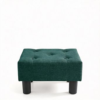 Linen Rectangle Footstool Ottoman with Legs for Living Room 15.4''W x 11.6''D x 9.2''H