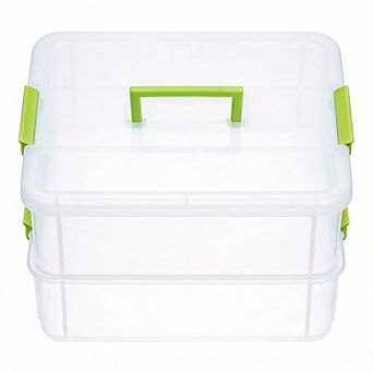 2 tier Stackable Storage Box with Handle & Latch Lid