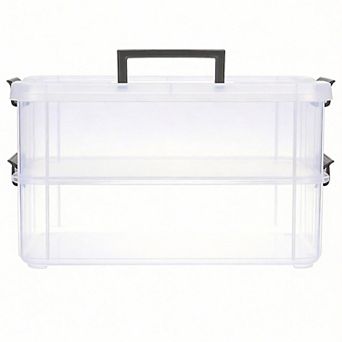 2 tier Stackable Storage Box with Handle & Latch Lid
