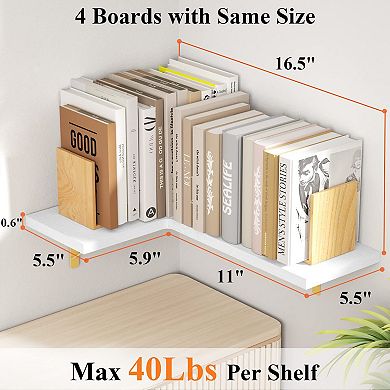 Set Of 4 Rustic Corner Floating Wall Shelf Sets Storage Display 4-tier