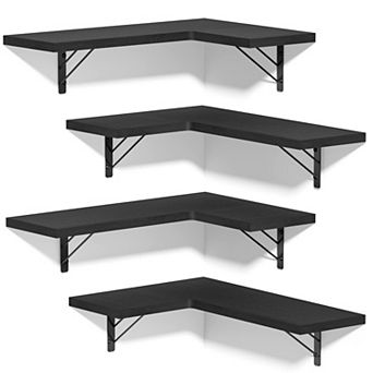 Set Of 4 Rustic Corner Floating Wall Shelf Sets Storage Display 4 tier
