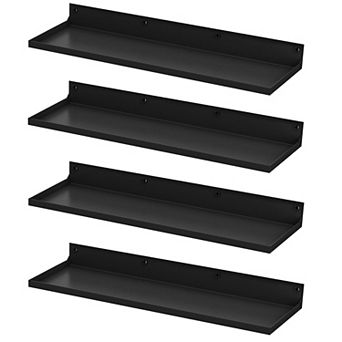 Metal Floating Wall Shelf Sets with Lip for Storage Display