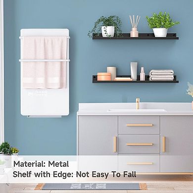 Metal Floating Wall Shelf Sets with Lip for Storage Display