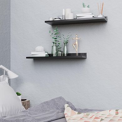 Metal Floating Wall Shelf Sets with Lip for Storage Display