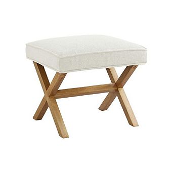 Mid-Century Square Footstool With X-Shaped Frame