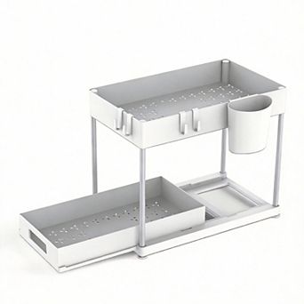 Under Sink Pull-Out Sliding Drawer Storage Shelves 2 pc