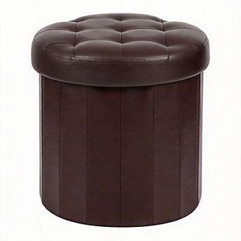 Round Folding Ottoman 14"D x 14"W x 13"H Storage Seat 30 L