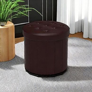Round Folding Ottoman 14"D x 14"W x 13"H Storage Seat 30 L