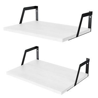 Set of 2 Rustic Wood Floating Wall Shelf Sets