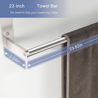 Bathroom 2-Tier Towel Shelf with Bar Wall Mount Stainless Steel