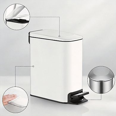 1.6G/6L Slim Soft-Close Step Trash Can Stainless Steel