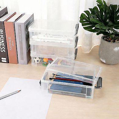 4 pack Stackable Translucent Pencil Case Marker Organizer Art Supply Storage