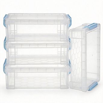 4 pack Stackable Translucent Pencil Case Marker Organizer Art Supply Storage