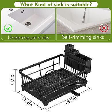 Compact Rust-Resistant Dish Rack with Utensil Holder
