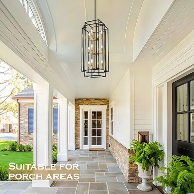 Lantern Tiered Pendant Light Fixture Black and Gold Farmhouse Chandelier
