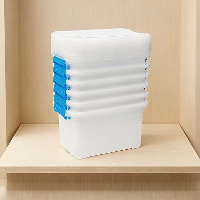 6-Pack Stackable Latch Storage Box with Handle and Lid 6 qt