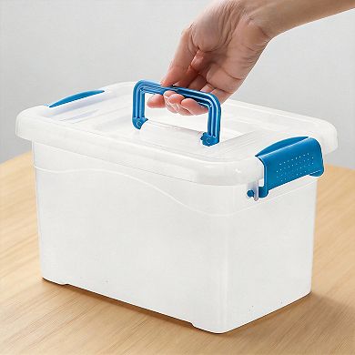 6-Pack Stackable Latch Storage Box with Handle and Lid 6 qt