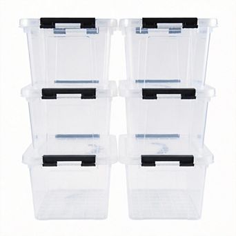 6-Pack Stackable Latch Storage Box with Handle and Lid 6-qt