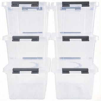 6-Pack Stackable Latch Storage Box with Handle and Lid 6-qt