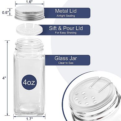 Spice Rack Organizer with Jars Funnel Labels for Kitchen Pantry 4-tier