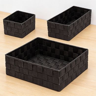 Woven Strap Storage Baskets Set with Steel Frame, set of 4