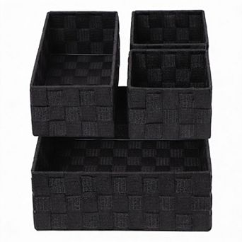 Woven Strap Storage Baskets Set with Steel Frame, set of 4