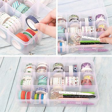 3 pack 15-Grid Plastic Organizer Box with Dividers for Crafts