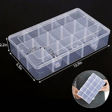 3 pack 15-Grid Plastic Organizer Box with Dividers for Crafts