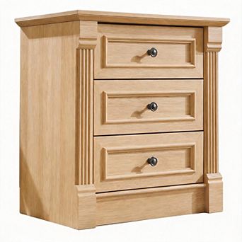 26" Tall Farmhouse Nightstand Charging Station Roman Column 3-Drawer End Table