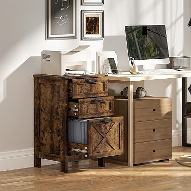 3 Drawer Vertical File Cabinet Silent Slides Printer Stand