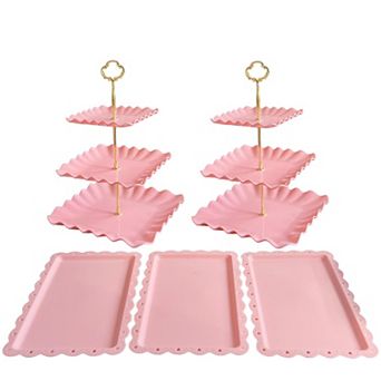 3 tier Plastic Cupcake Stand with 3 Rectangular Trays Set of 5