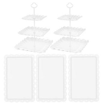 3 tier Plastic Cupcake Stand with 3 Rectangular Trays Set of 5