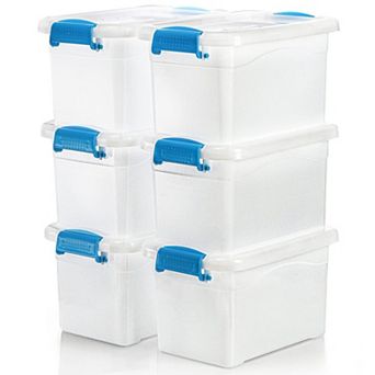 6 pack 6-qt Clear Stackable Storage Bins with Latching Lids