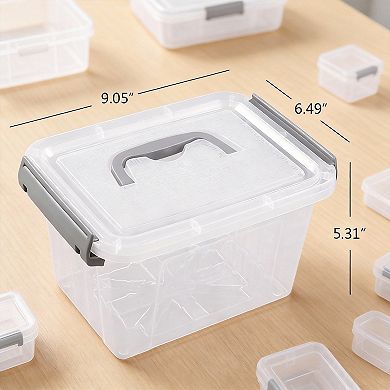 Set Of 6 Latching Storage Box with Handle 3L