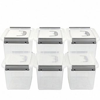 Set Of 6 Latching Storage Box with Handle 3L