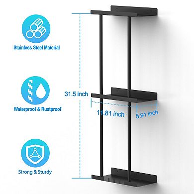 Wall-Mounted Vertical Rolled Towel Rack with Shelf