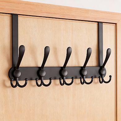 Over Door Hook Rack Stainless Steel 5-Hanger Coat Towel Purse,1 Pack