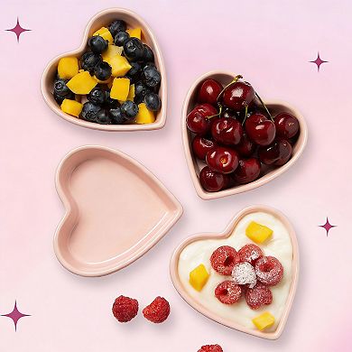 Pink Heart Ramekin Set 4pc 8oz Ceramic Oven Dishwasher Safe