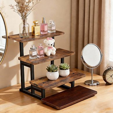 4 Tier Cupcake Display Stand Wooden Risers Metal Frame Party Tray