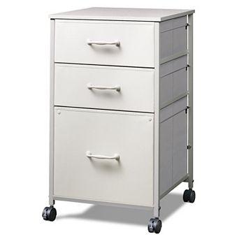 Mobile File Cabinet Rolling Printer Stand 3 Drawer Fabric Office