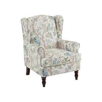 Floral-Upholstered High-Back Accent Chair