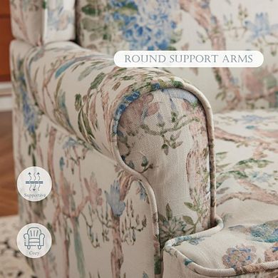 Floral-Upholstered High-Back Accent Chair