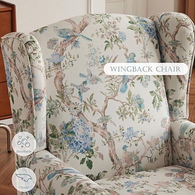Floral-Upholstered High-Back Accent Chair
