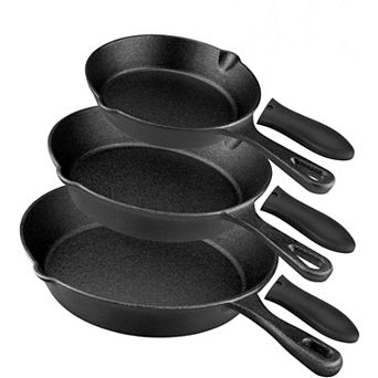 Pre-seasoned Cast Iron Skillet Sets with Heat-resistant Handles Oven Safe 3 pc