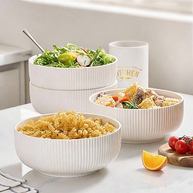 2 Pack white salad bowls, 60-ounce capacity, dishwasher safe, microwaveable, 8 x 3.3