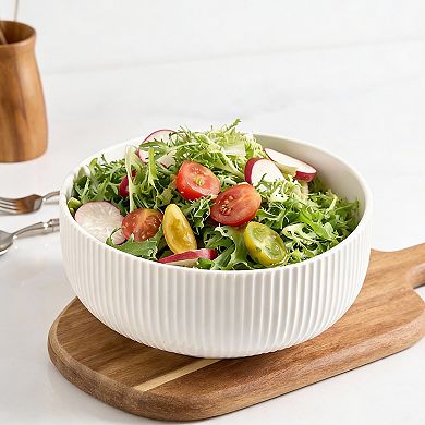 2 Pack white salad bowls, 60-ounce capacity, dishwasher safe, microwaveable, 8 x 3.3