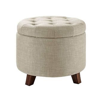 Upholstered Tufted Storage Round Footstool