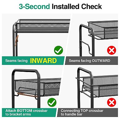 Spice Rack Organizer 2-Tier Foldable Metal Guardrail Mesh