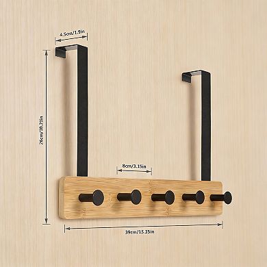 Over Door Hook Rack 5 Hanger Heavy Duty 32lb No Install,1 Pack